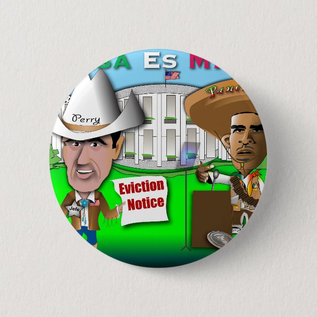 Perry Evicts Obama Pinback Button (Front)
