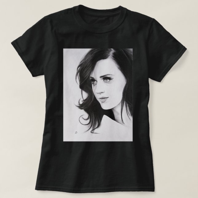 Perry Katy Pencil Portrait. T-Shirt (Design Front)