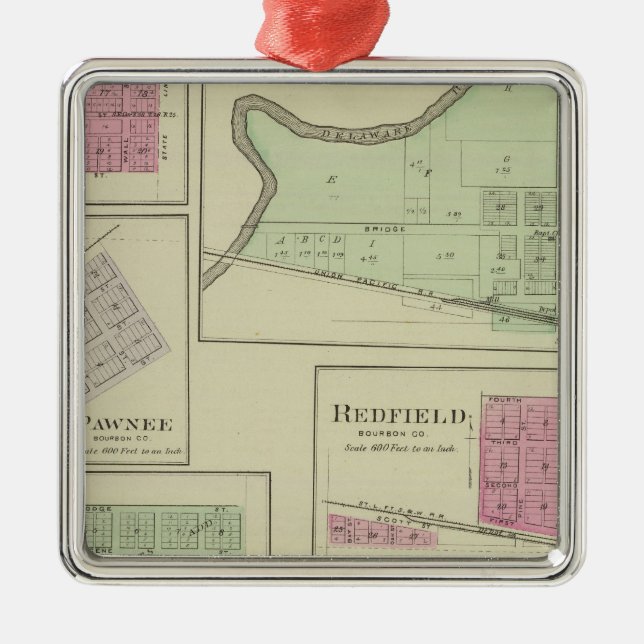 Perry, Memphis, Pawnee, Bronson, Redfield, Kansas Metal Ornament (Front)