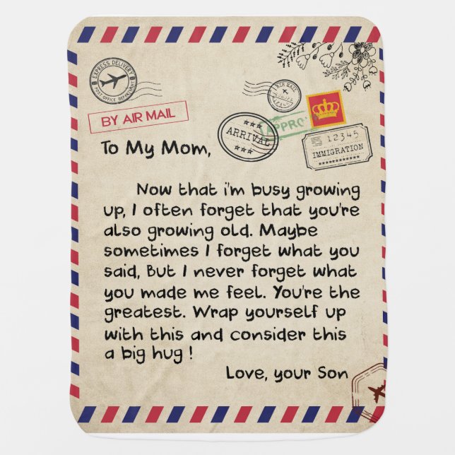 Persaonal Letter To My Mom From Son, Mom Birthday Baby Blanket (Front)