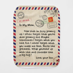 Persaonal Letter To My Mom From Son, Mom Birthday Baby Burp Cloth
