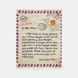 Persaonal Letter To My Mom From Son, Mom Birthday Fleece Blanket