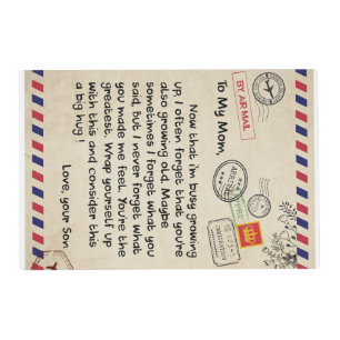 Persaonal Letter To My Mom From Son, Mom Birthday Placemat