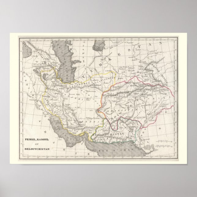 Perse, Kaboul et Beloutchistan - Historic Map Poster (Front)