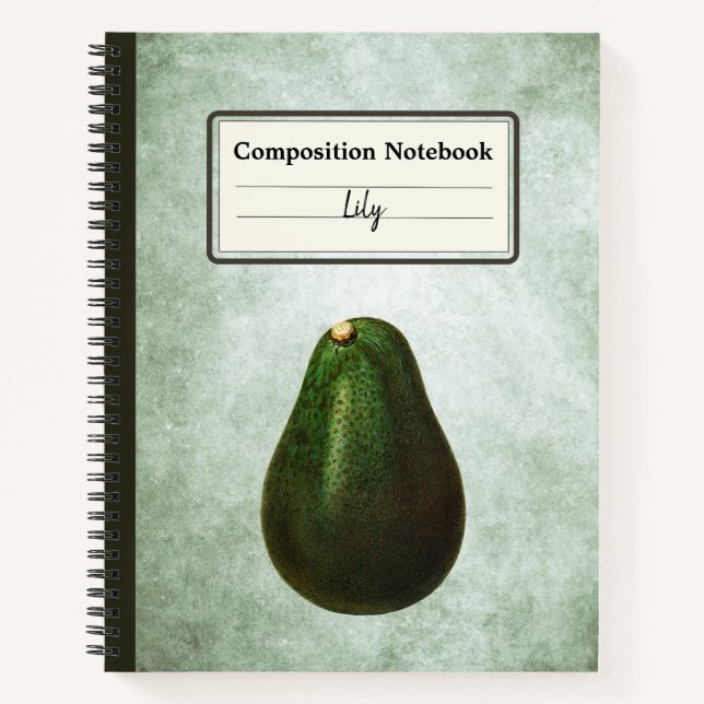 Persea Avocado Illustration Personalized Comp Notebook (Front)