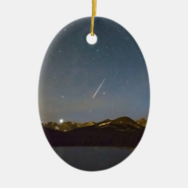 Perseid Meteor Shower Indian Peaks Ceramic Ornament (Front)