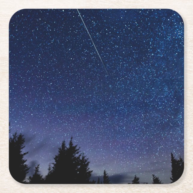 Perseid Meteor Shower Square Paper Coaster (Front)