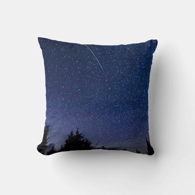 Perseid Meteor Shower Throw Pillow (Front)