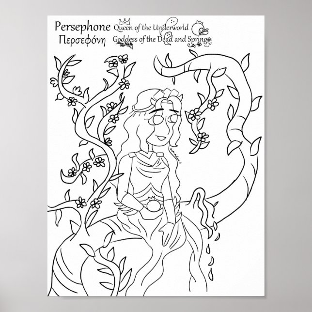 Persephone Coloring Page Print (Front)