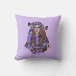 Persephone goddess spring butterflies by Renee L Throw Pillow