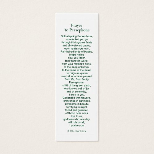 Persephone Prayer Card