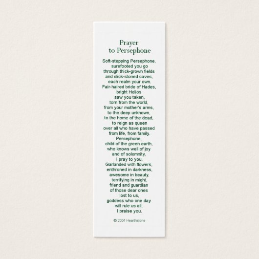 Persephone Prayer Card (Front)