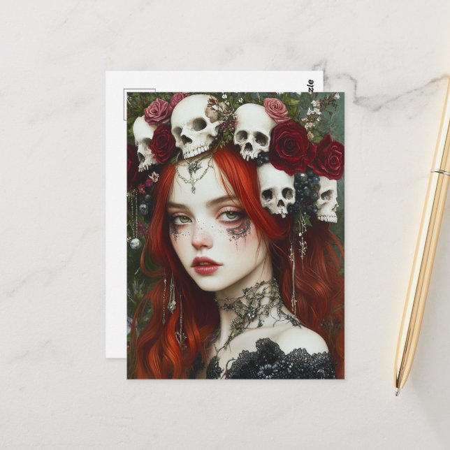 Persephone Red Hair Postcard (Front/Back In Situ)