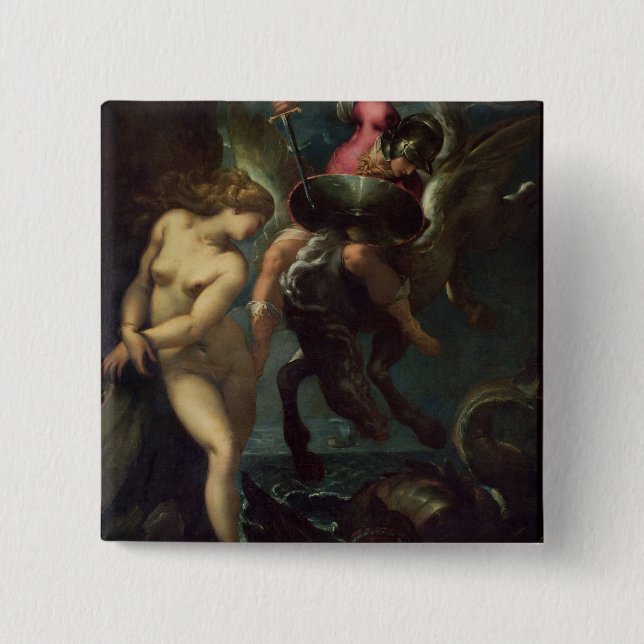 Perseus and Andromeda, c.1610 (oil on canvas) Button (Front)
