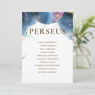 Perseus Celestial Seating Plan Card w/ Guest Names
