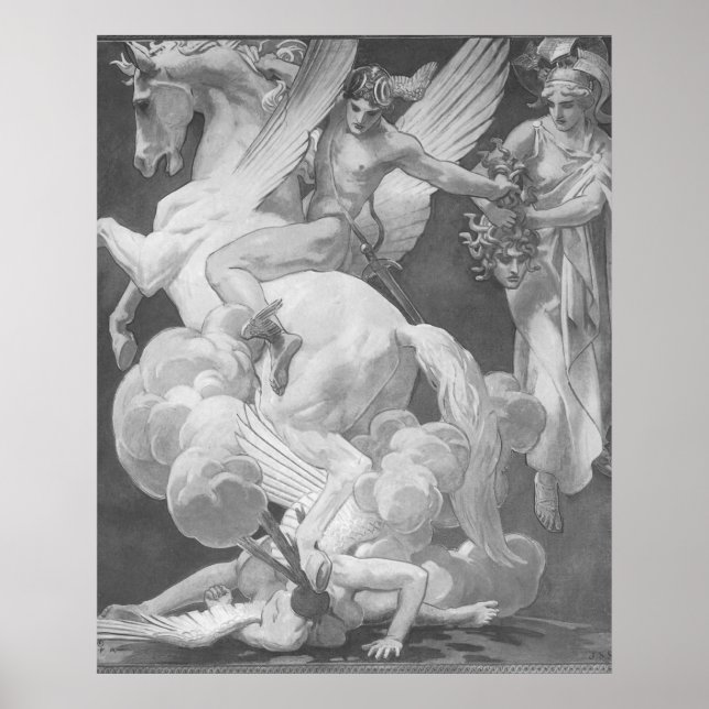Perseus On Pegasus Slaying Medusa Poster (Front)