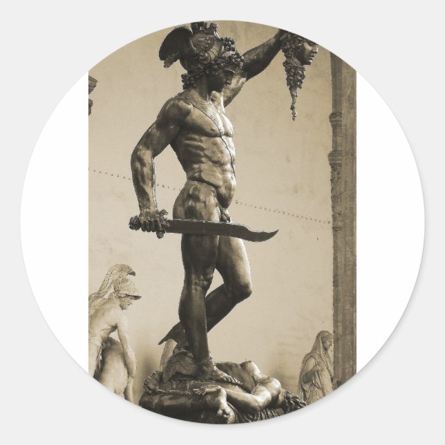 Perseus with the head of Medusa Classic Round Sticker (Front)