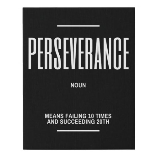 PERSEVERANCE Definition Quote Faux Canvas Print