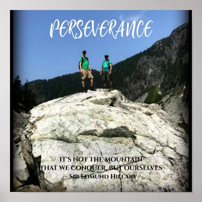 Perseverance Mountain Climbers Motivational  Poster (Front)