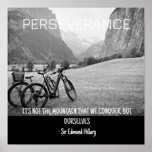 Perseverance Mountains and Cycling Switzerland Poster