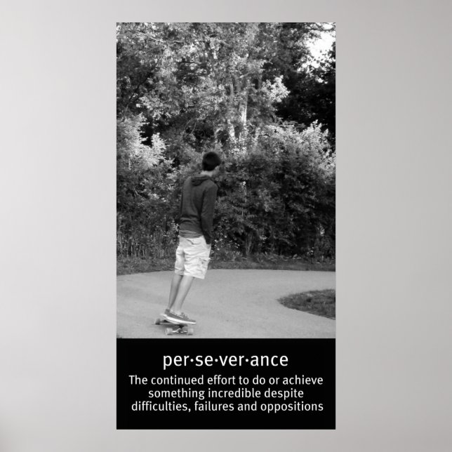 Perseverance Over the Longboard Poster (Front)