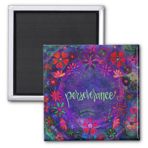 Perseverance Purple Floral ONE WORD Inspirivity Magnet