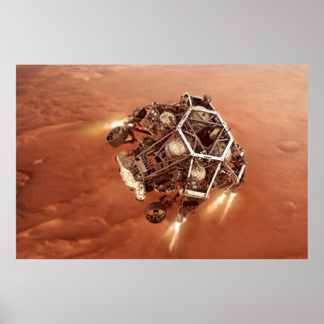Perseverance Rover Firing Up Descent Stage Engines Poster (Front)