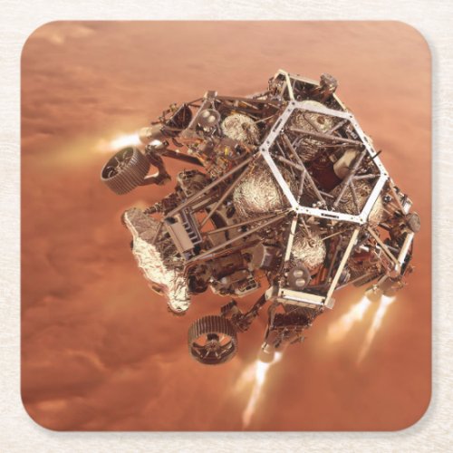 Perseverance Rover Firing Up Descent Stage Engines Square Paper Coaster