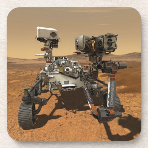 Perseverance Rover Operating On Surface Of Mars Beverage Coaster