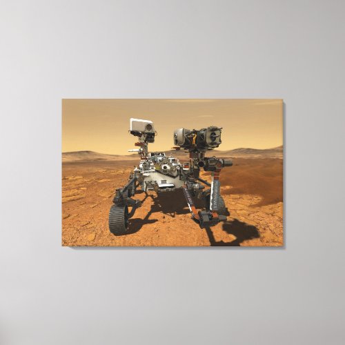 Perseverance Rover Operating On Surface Of Mars Canvas Print