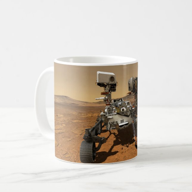 Perseverance Rover Operating On Surface Of Mars. Coffee Mug (Front Left)