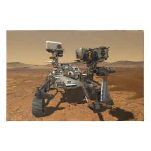 Perseverance Rover Operating On Surface Of Mars. Faux Canvas Print