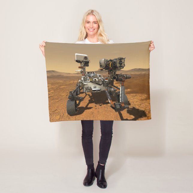 Perseverance Rover Operating On Surface Of Mars. Fleece Blanket (In Situ)