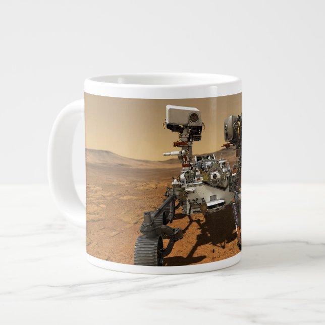 Perseverance Rover Operating On Surface Of Mars. Giant Coffee Mug (Front Left)