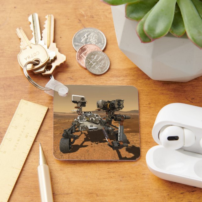 Perseverance Rover Operating On Surface Of Mars. Keychain (Desk)