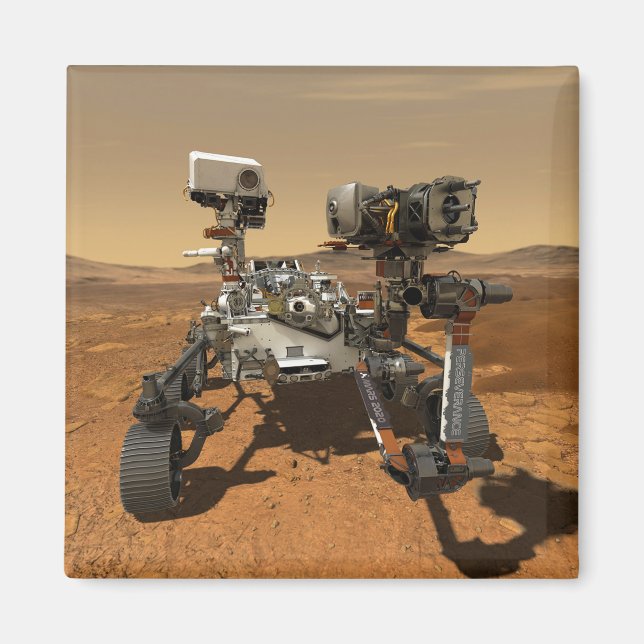 Perseverance Rover Operating On Surface Of Mars. Magnet (Front)