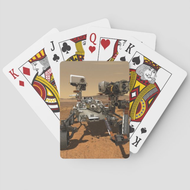 Perseverance Rover Operating On Surface Of Mars. Poker Cards (Back)