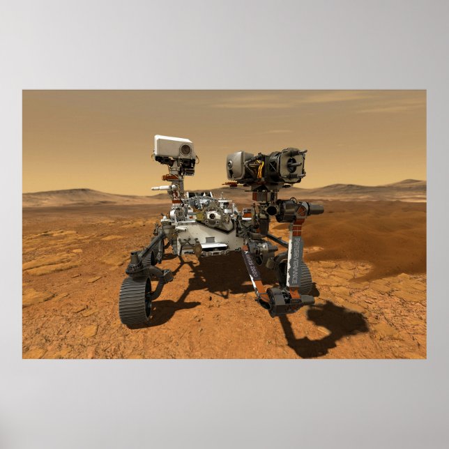 Perseverance Rover Operating On Surface Of Mars. Poster (Front)