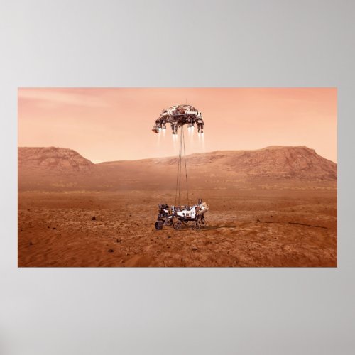 Perseverance Touches Down on Mars Illustration Poster