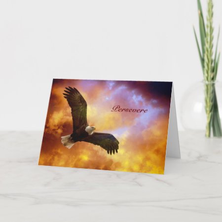Persevere-eagle In Firey Clouds Card