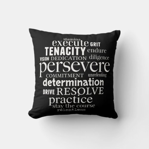 Persevere Word Art Strong Women Men Achievers Throw Pillow