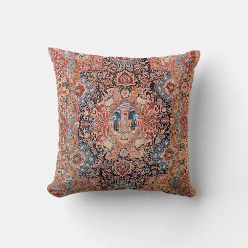 Persia Carpet Black Blue Red Throw Pillow