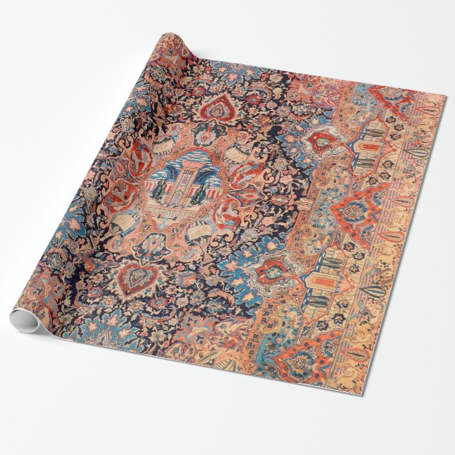 Persia Carpet Black Blue Red  Wrapping Paper (Unrolled)