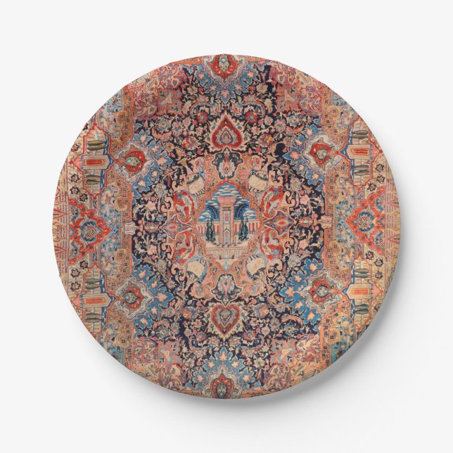 Persia Carpet Black Red  Paper Plates (Front)