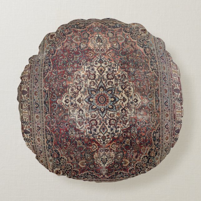 Persia Doroksh Dusty Dull Blue Gray Green  Round Pillow (Front)