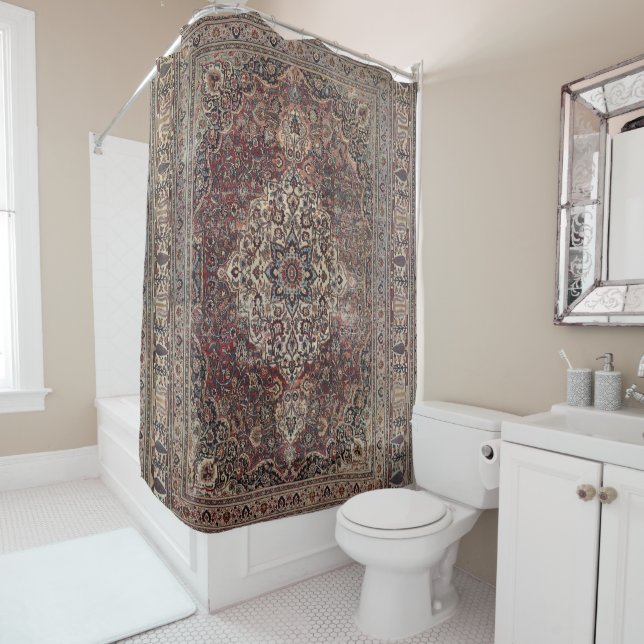 Persia Doroksh Dusty Dull Blue Gray Green  Shower Curtain (In Situ)