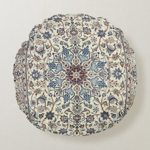 Persia Dusty Blue Gray Grey Accent  Round Pillow