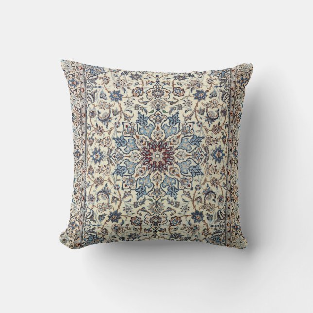 Persia Dusty Blue Gray Grey Accent Throw Pillow (Front)