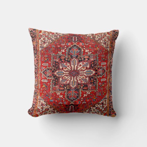 Persia Heriz Blue Red Cream Throw Pillow