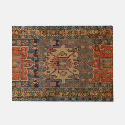 Persia Heriz Orange Blue Green  Doormat